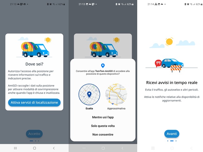TomTom AmiGO schermata accettazione